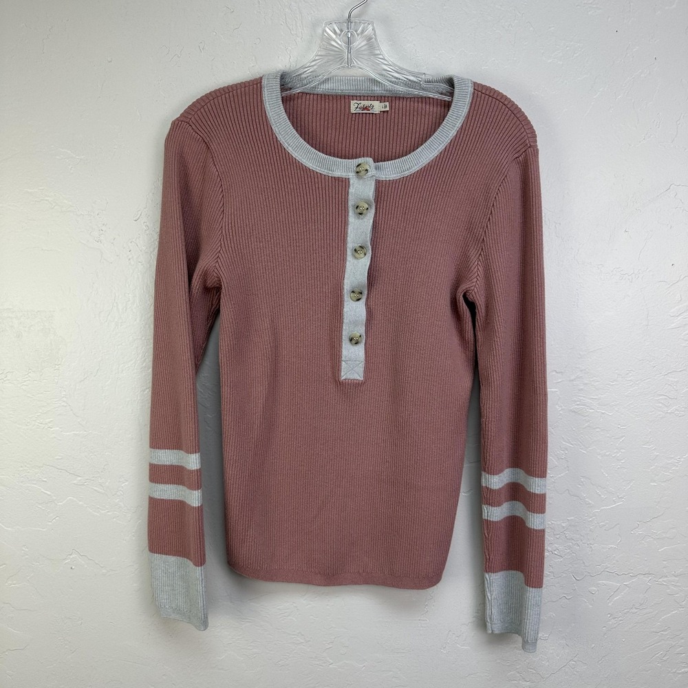 Faherty Shirt Womens Large Mauve Henley Long Sleeve Cashmere Blend WYC0006-MVE